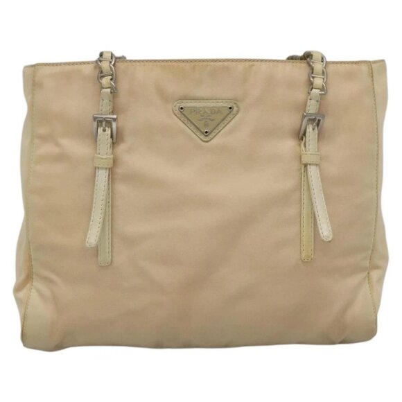 PRADA Chain Shoulder Bag Nylon Ivory Silver Auth 137031 - Picture 2 of 16